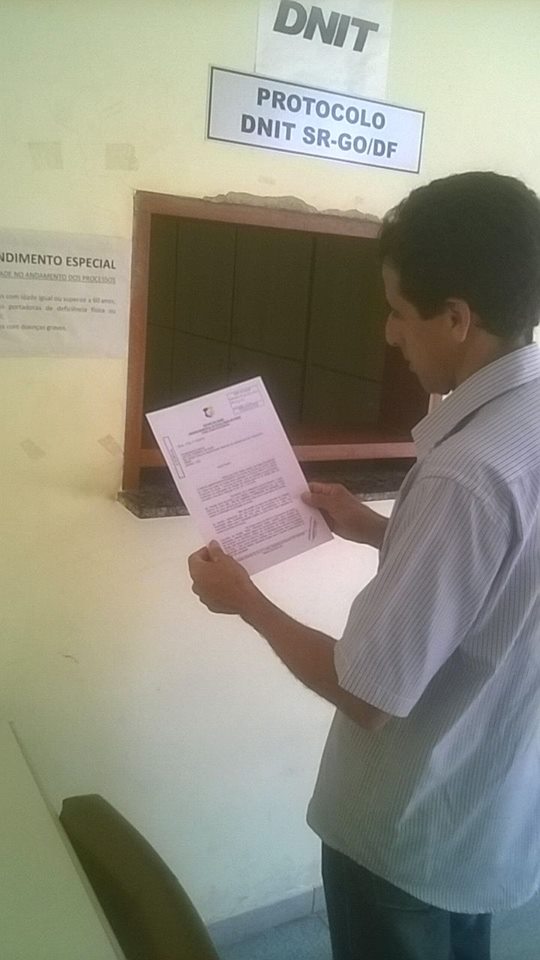 Presidente solicita ao DNIT cancelamento de multas aplicadas na BR414, no trecho entre Cocalzinho e Corumbá